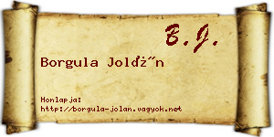 Borgula Jolán névjegykártya